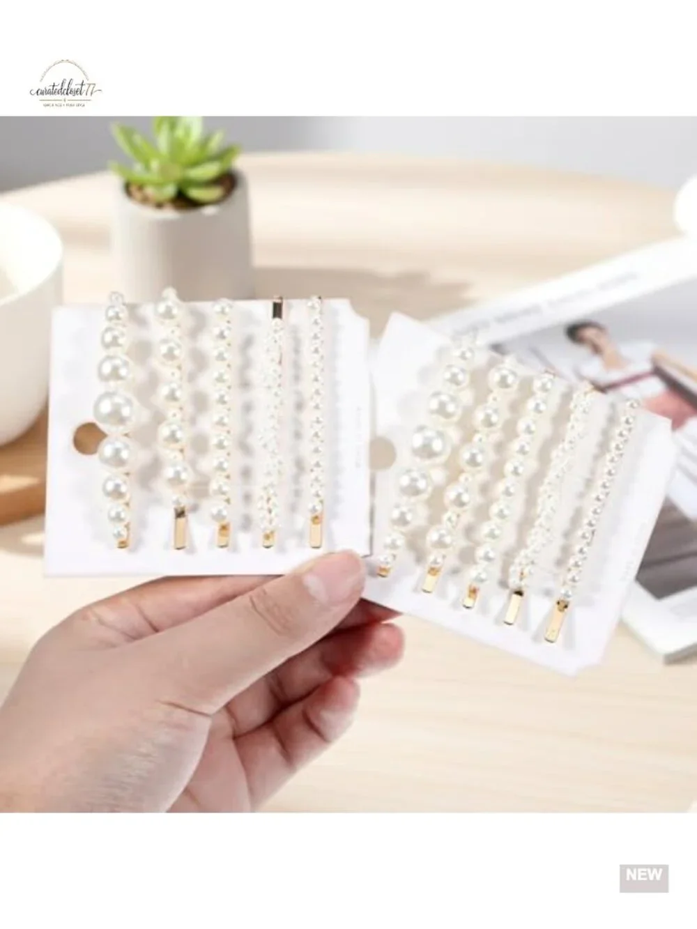 10 Pearl Hair Clips, Gold Barrettes for Women Wedding Decorative Clips